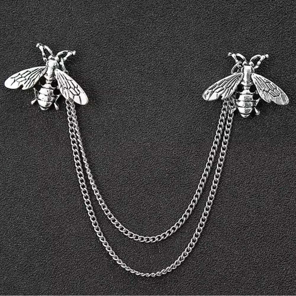 Men’s Bee Vintage style Brooch Pins Chain Bee brooch